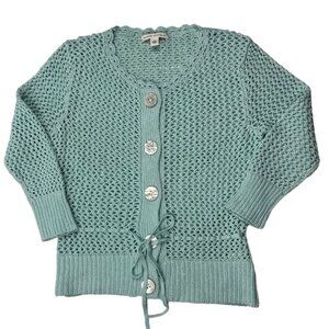 Banana Republic Crochet Sweater 3/4 Sleeves Mint Green Size Large Might Fit Med.